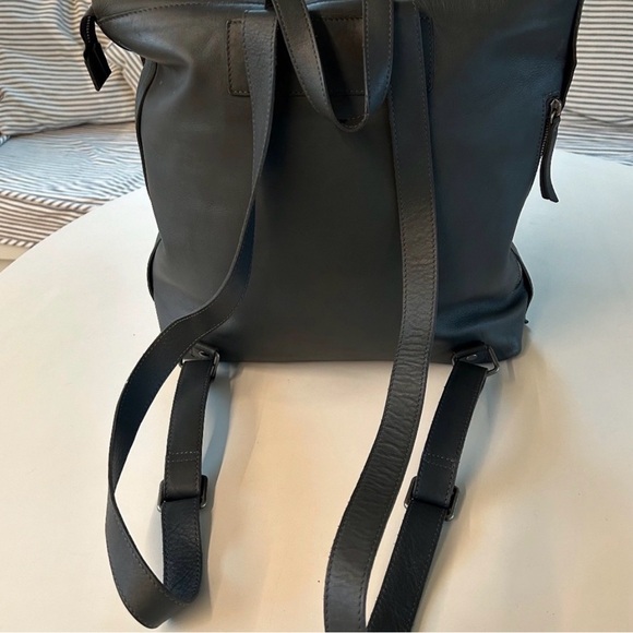 Eileen Fisher Grey Leather Backpack - Picture 6 of 8